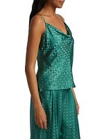 Sola Geometric Print Satin Top