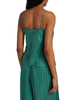 Sola Geometric Print Satin Top