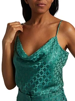 Sola Geometric Print Satin Top