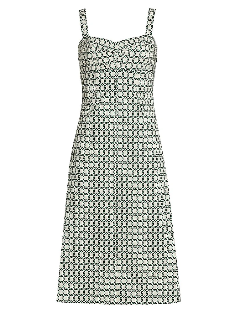 Colleen Geometric Print Linen-Blend Midi-Dress