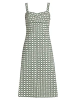 Colleen Geometric Print Linen-Blend Midi-Dress