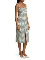 Colleen Geometric Print Linen-Blend Midi-Dress