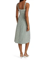 Colleen Geometric Print Linen-Blend Midi-Dress