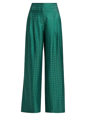 Colter Geometric Print Satin Wide-Leg Pants
