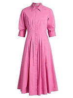 Jazz Pintucked Stretch-Cotton Poplin Midi-Shirtdress