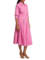 Jazz Pintucked Stretch-Cotton Poplin Midi-Shirtdress