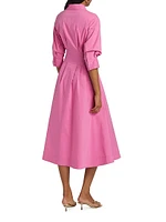 Jazz Pintucked Stretch-Cotton Poplin Midi-Shirtdress