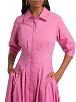 Jazz Pintucked Stretch-Cotton Poplin Midi-Shirtdress