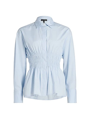 Blythe Gathered Cotton Poplin Shirt