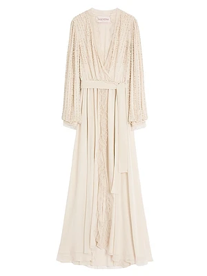 Long Dress in Embroidered Light Georgette