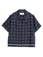 Silk Twill Bowling Shirt with Opticool Print