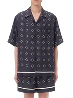 Silk Twill Bowling Shirt with Opticool Print