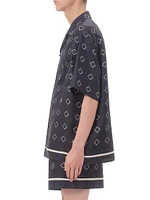 Silk Twill Bowling Shirt with Opticool Print