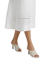 Everett Linen Ladder-Trim Midi-Dress