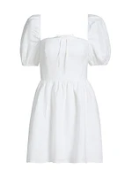 Malvina Linen Puff-Sleeve Minidress