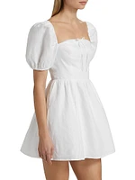 Malvina Linen Puff-Sleeve Minidress