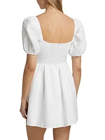 Malvina Linen Puff-Sleeve Minidress