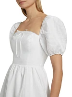 Malvina Linen Puff-Sleeve Minidress