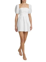 Malvina Linen Puff-Sleeve Minidress