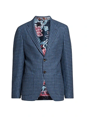 Houndstooth Wool-Blend Blazer