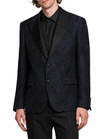 Printed Cotton-Silk Blazer