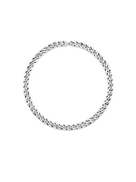 Curb Chain Angular Link Necklace Sterling Silver
