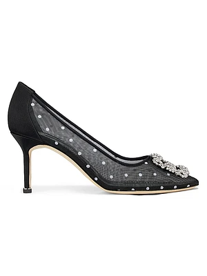 Embellished Polka Dot Mesh Pumps