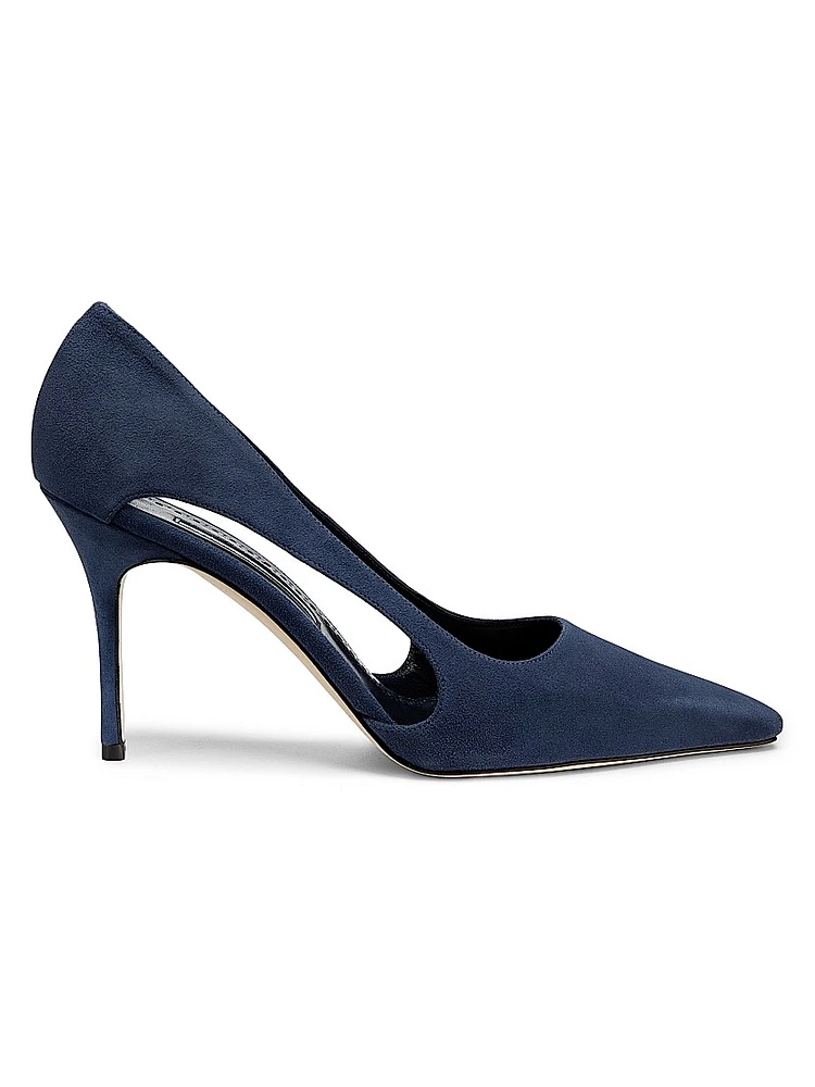 Suede Cut-Out Pumps
