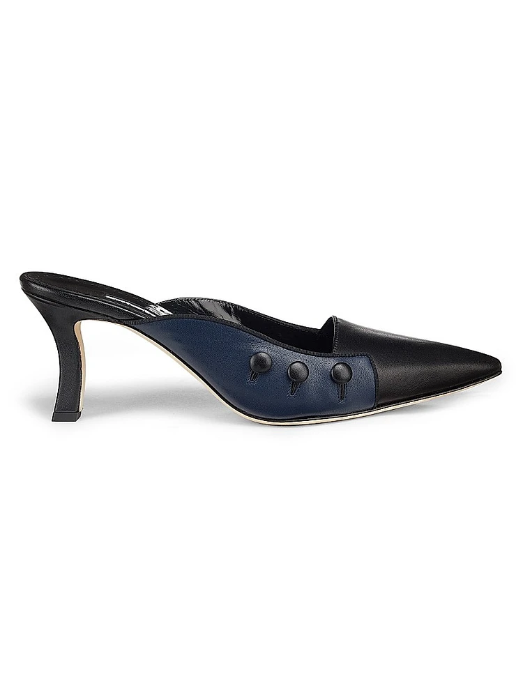Two-Tone Leather Mules