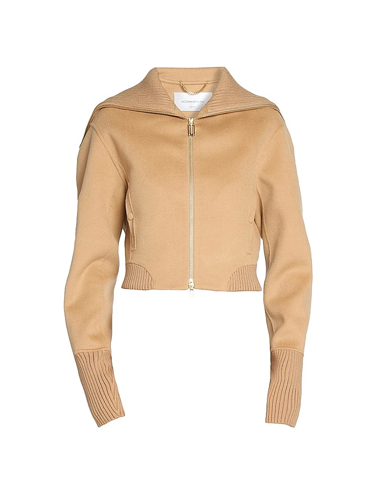 Rib-Knit Bomber Jacket