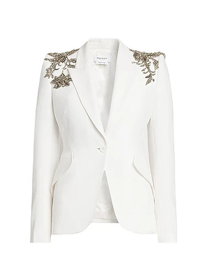 Shoulder-Embellished Peak Lapel Jacket