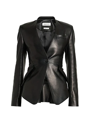 Peplum Leather Tailored Jacket