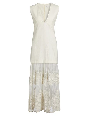 Arielle Lace Linen Midi-Dress