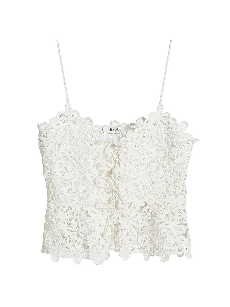 Lyla Soutache Cotton Floral Lace Camisole