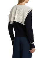 Marie Embroidered Wool Knit Cardigan
