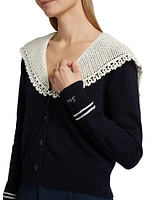 Marie Embroidered Wool Knit Cardigan