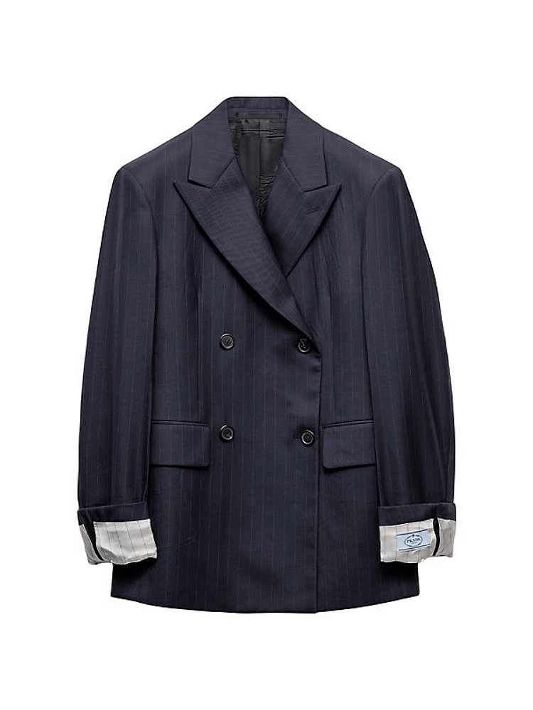 Double-Breasted Pinstriped Wool Jacket