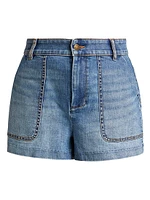 Hilary Washed Denim High-Rise Shorts