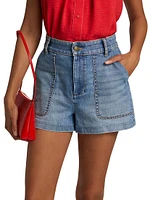 Hilary Washed Denim High-Rise Shorts