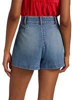 Hilary Washed Denim High-Rise Shorts
