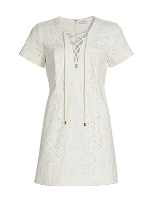 Ines Broderie Anglaise Lace-Up Minidress