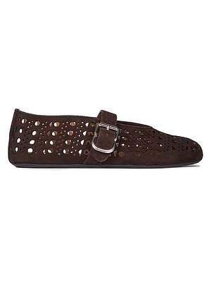 Cut-Out Suede Ballet Flats