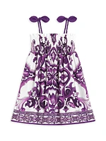Little Girl's & Smocked Sleeveless Cotton Dress