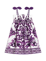 Little Girl's & Smocked Sleeveless Cotton Dress