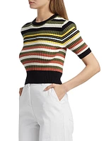 Nyla Striped Short-Sleeve Sweater