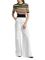 Nyla Striped Short-Sleeve Sweater