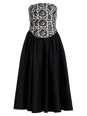 Melody Floral Cotton Corset Midi-Dress