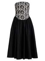 Melody Floral Cotton Corset Midi-Dress
