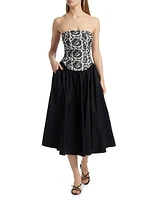 Melody Floral Cotton Corset Midi-Dress