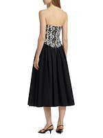 Melody Floral Cotton Corset Midi-Dress
